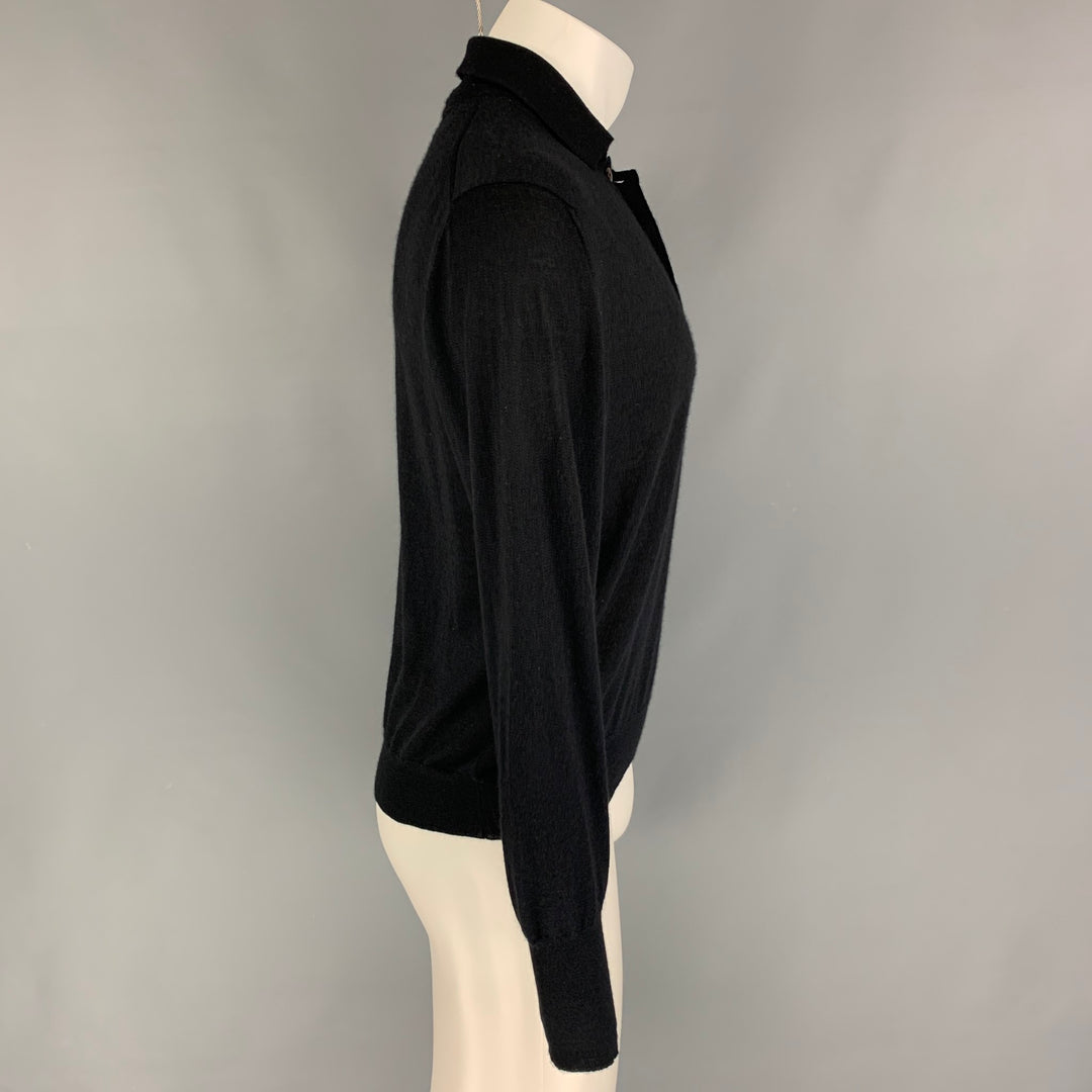 LORO PIANA Size S Black Cashmere Silk Long Sleeve Pullover