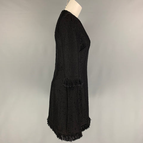 DOLCE &amp; GABBANA Taille 6 Robe en tweed mélangée de laine vierge noire
