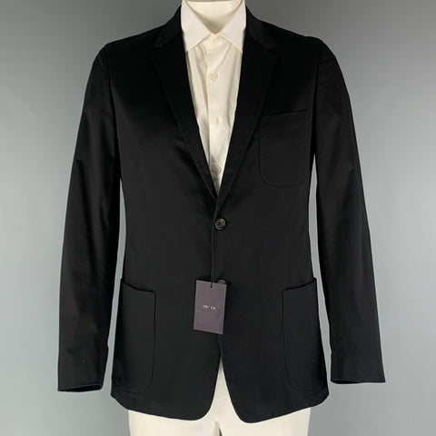 PRADA Size 46 Black Cotton  Elastane Single breasted Sport Coat