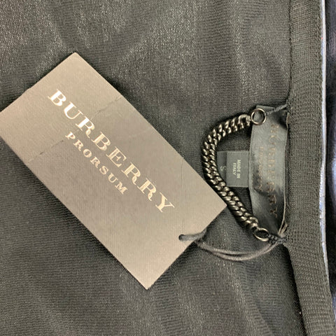 BURBERRY PRORSUM Spring 2013 Size S Blue Metallic Silk Button Down Cardigan