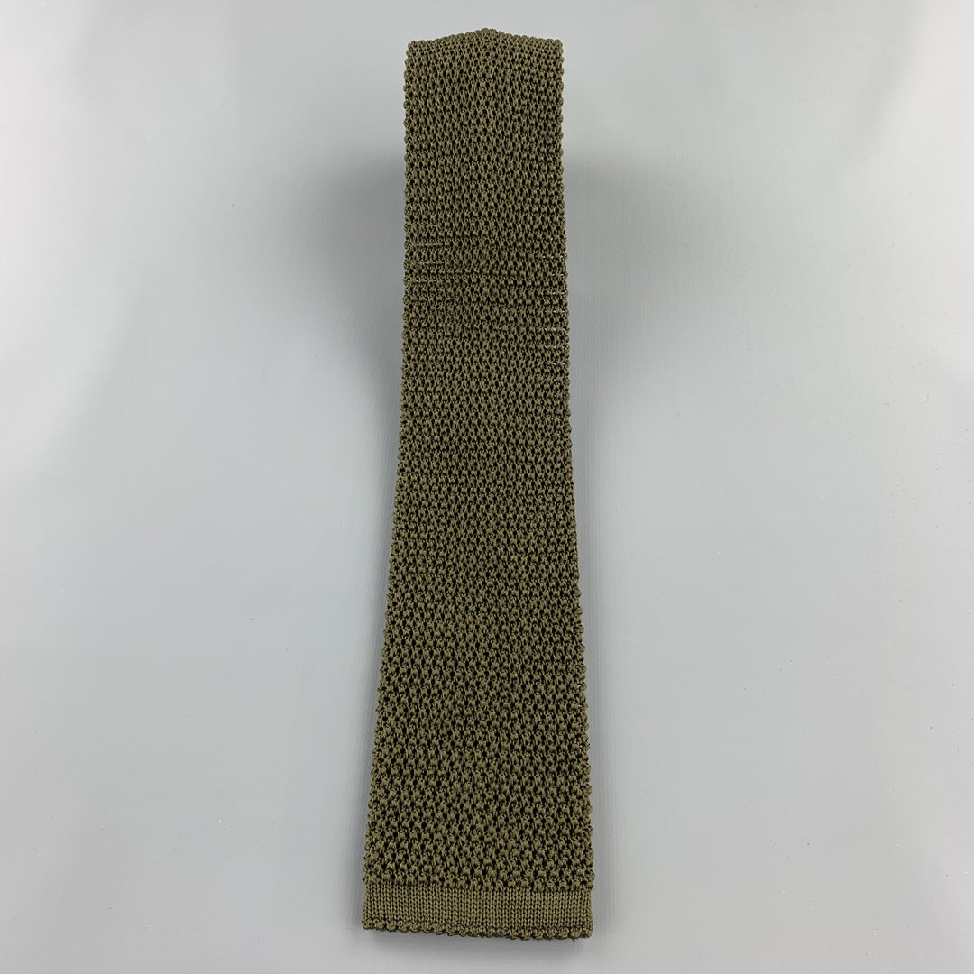 ANDERSON & SHEPPARD Olive Silk Textured Knit Tie