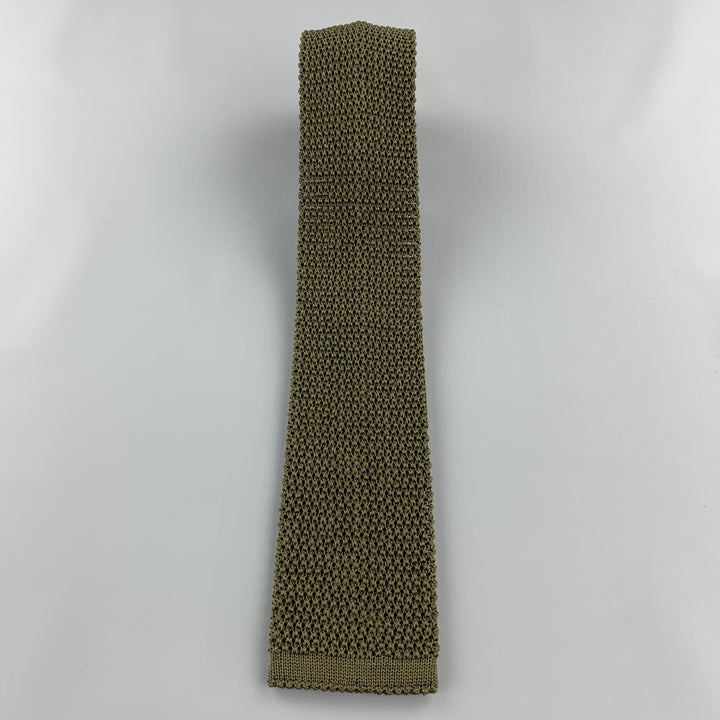 ANDERSON &amp; SHEPPARD Corbata de punto texturizada de seda verde oliva