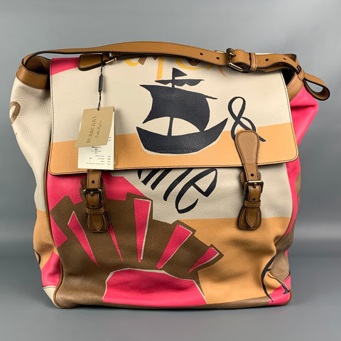 BURBERRY PRORSUM Spring 2015 Pebble Grain Graphic Multi-Color Bag