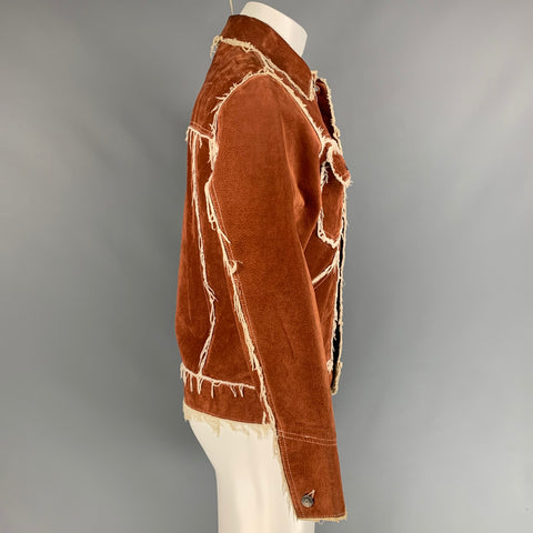 WILSON'S Size S Rust & Cream Fringe Suede Western Jacket