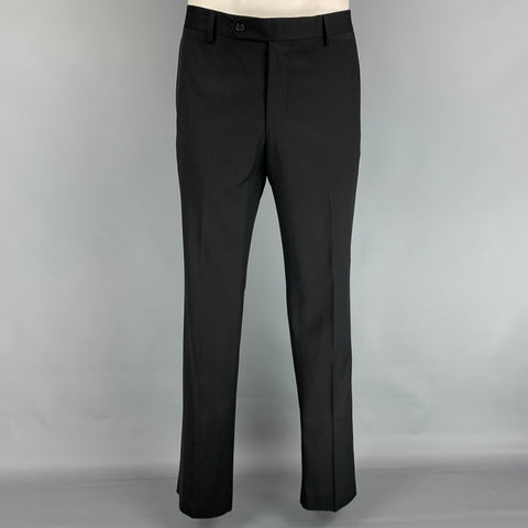 SAKS FIFTH AVENUE by SAMUELSOHN Size 42 Regular Black Wool Notch Lapel Suit