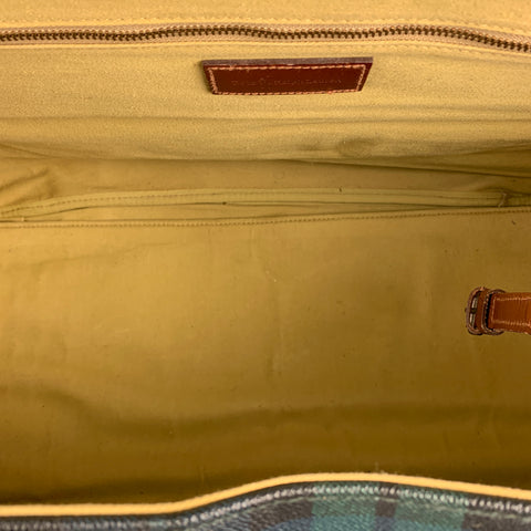 Vintage RALPH LAUREN Green & Black Blackwatch Coated Canvas Tan Weekener Bag