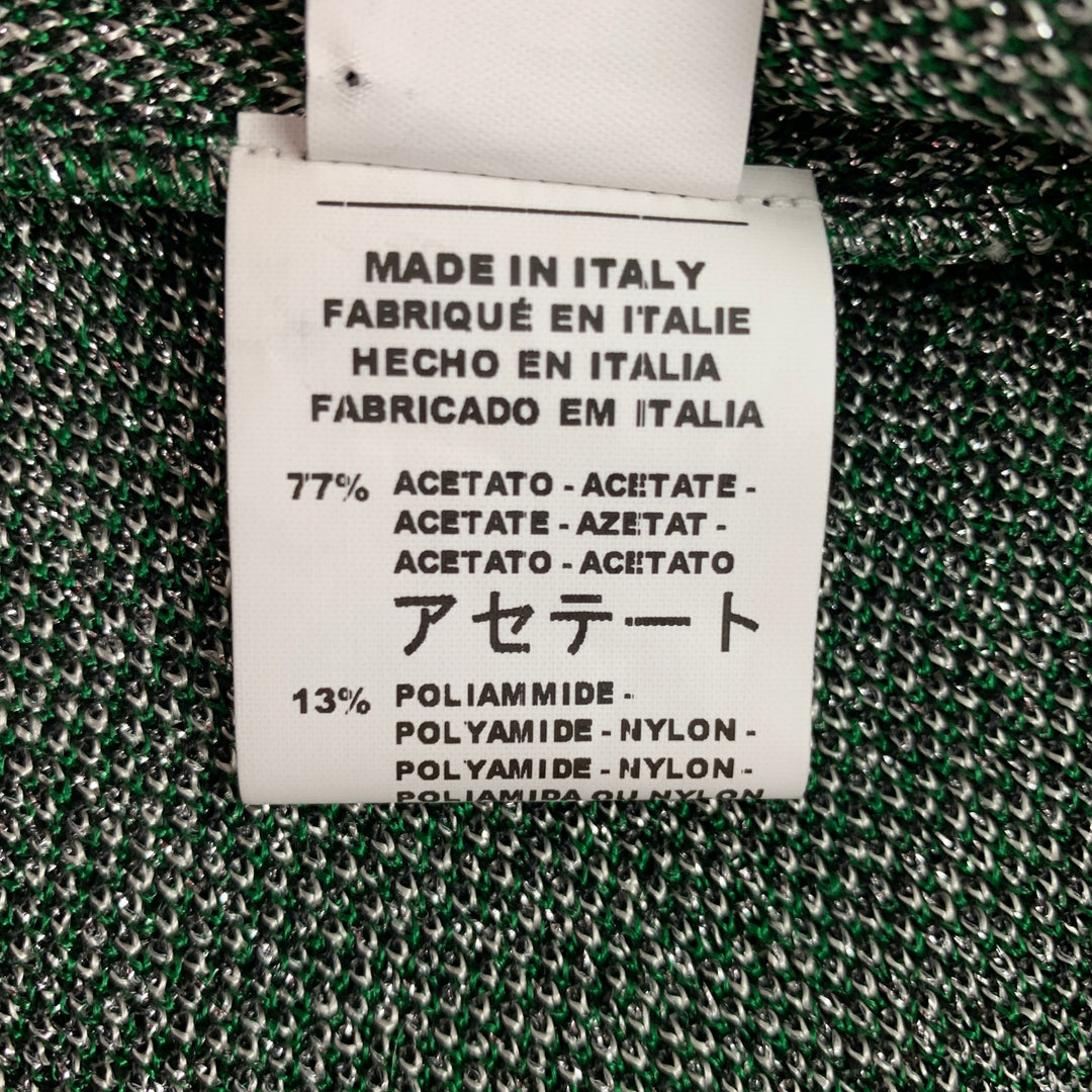 M MISSONI Taille 2 Cardigan en mélange d’acétate tricoté vert et argent