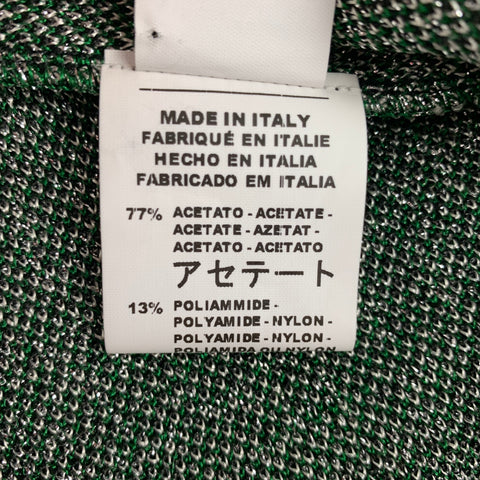 M MISSONI Size 2 Green & Silver Knitted Acetate Blend Cardigan