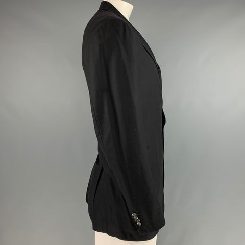 KITON Size 46 Black Wool Notch Lapel Sport Coat