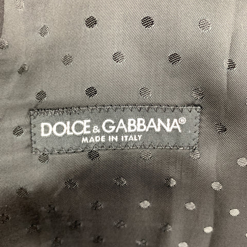 DOLCE & GABBANA Size 44 Black Wool Blend Polka Dot Back Buttoned Vest