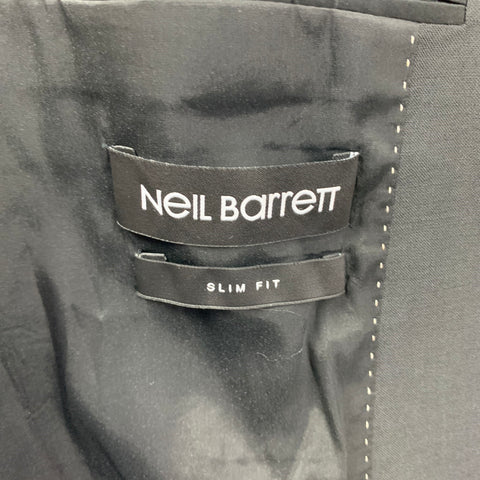 NEIL BARRETT Size 40 Black White Polyester Blend Peak Lapel Suit