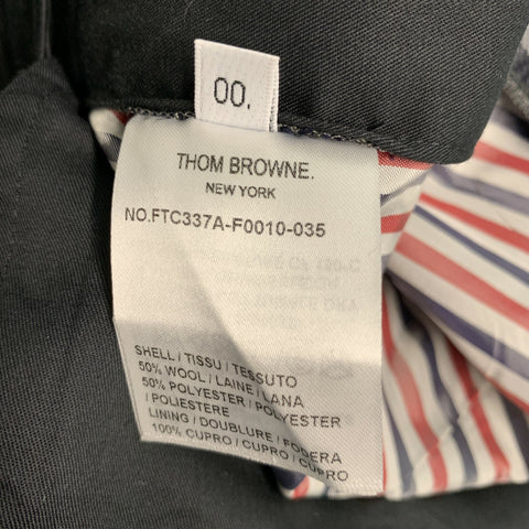 THOM BROWNE Taille 0 Pantalon habillé taille haute à carreaux en laine et polyester gris noir