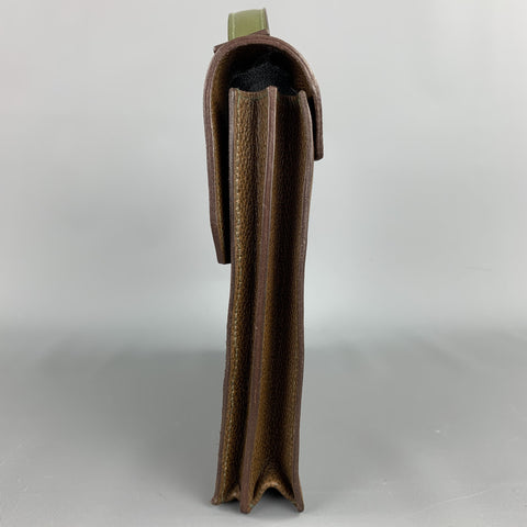 APRIL in PARIS Brown & Olive Textured Leather Bag