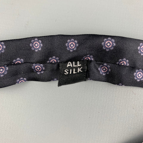 VINTAGE Black Floral Silk Self Tie Bow Tie