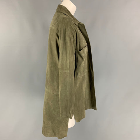 GIANI Talla 6 Chaqueta con frente abierto de ante verde oliva