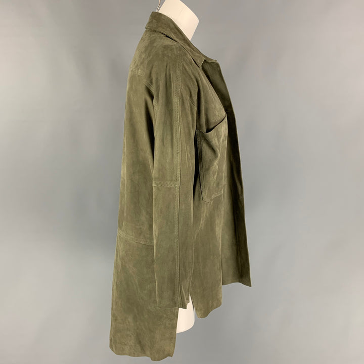 GIANI Size 6 Olive Suede Open Front Jacket