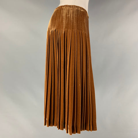 PRADA Taille 4 Jupe circulaire plissée en viscose et soie cuivrée