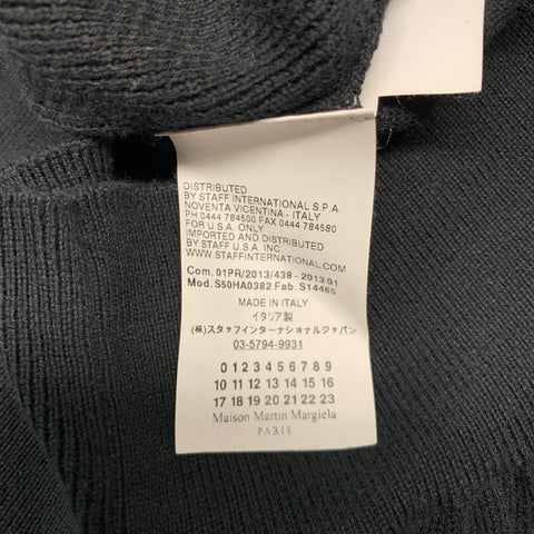 MAISON MARGIELA Size M Black Textured Cotton V-Neck Cardigan