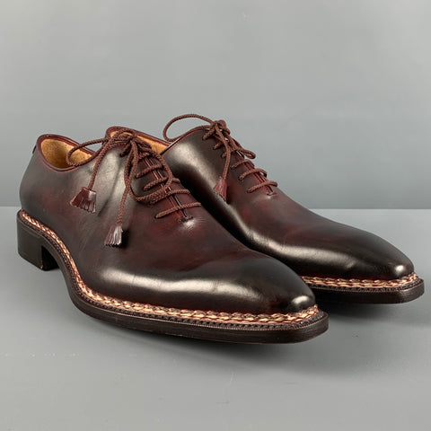 CAPORICCI Size 13 Burgundy Antique Leather Lace Up Lace Up Shoes
