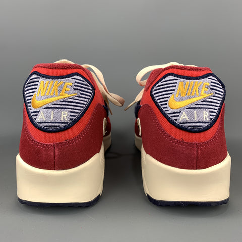 NIKE Size 11 Red & Navy Canvas Suede Trim Lace Up Sneakers