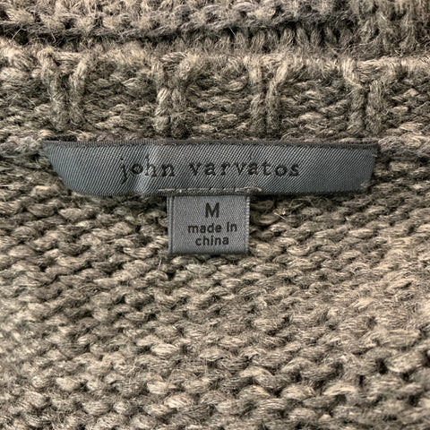 JOHN VARVATOS Size M Charcoal Knit Silk &  Linen V-Neck Sweater