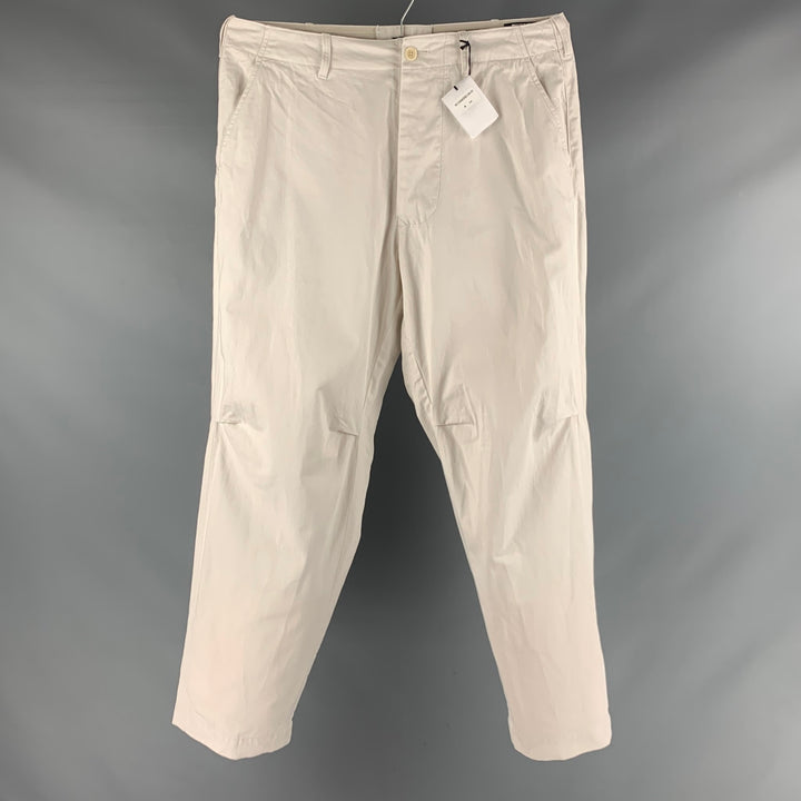 45rpm Size L Off White Solid Cotton Button Fly Casual Pants