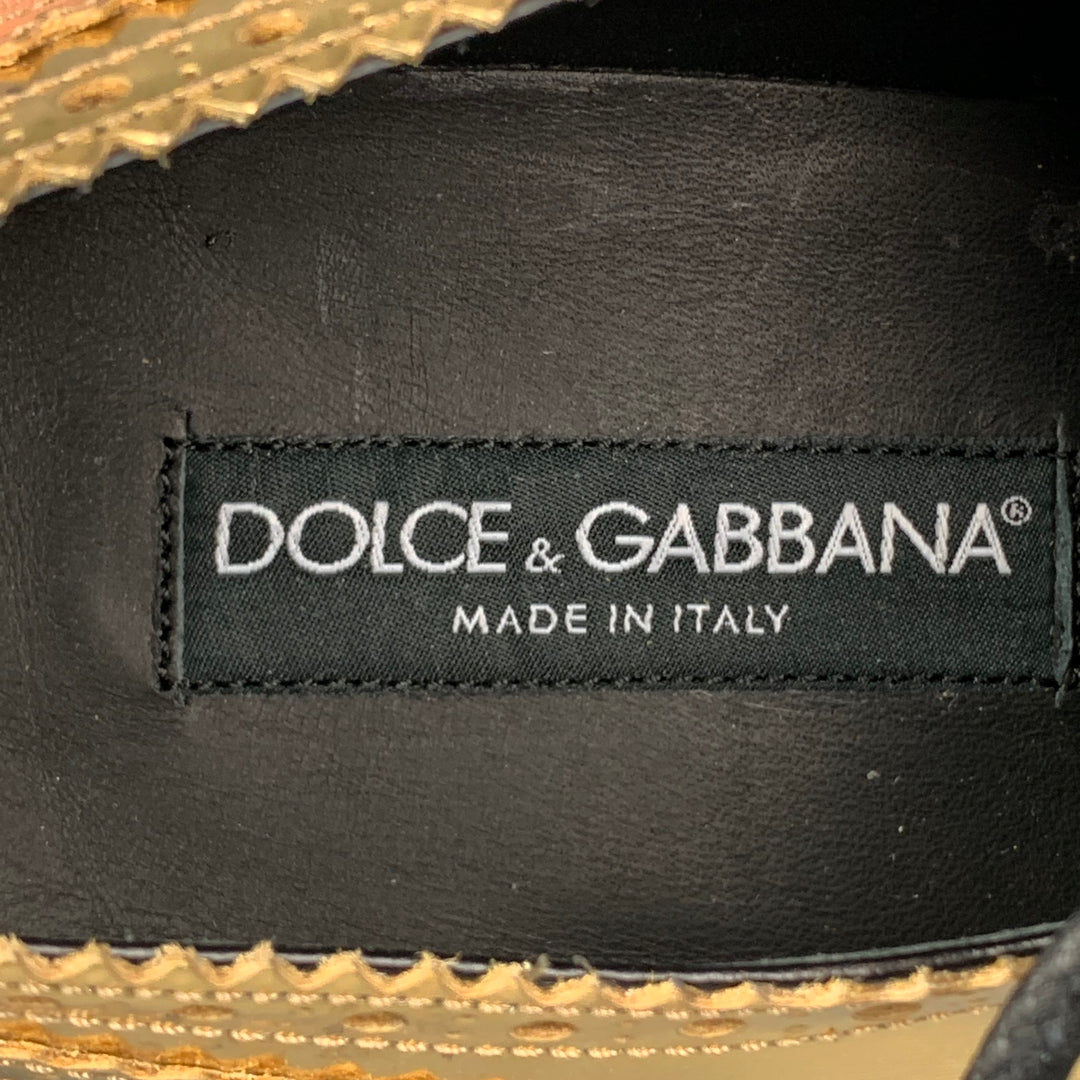 DOLCE &amp; GABBANA Taille 11 Chaussures à lacets en cuir métallisé doré