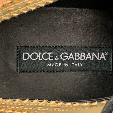 DOLCE & GABBANA Size 11 Gold Metallic Leather Lace Up Shoes