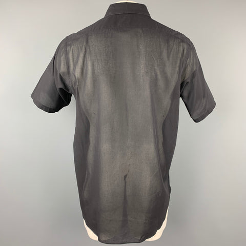 TURNBULL & ASSER Size XL Black Cotton Button Down Short Sleeve Shirt