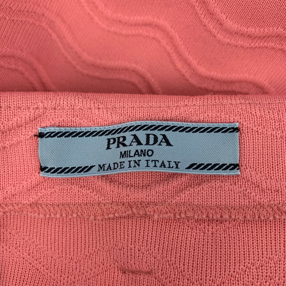 PRADA Size 2 Pink Polyester Blend Jacquard Belted Mini Skirt