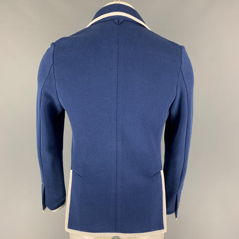 BLACK FLEECE Size 36 Blue White Woven Cotton Notch Lapel Sport Coat
