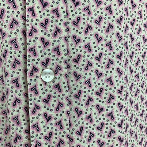 ETRO Size 44 Pink White Dots Cotton Short Sleeve Shirt