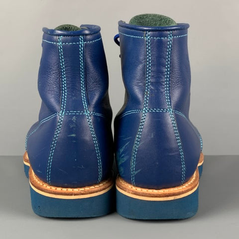 ICECREAM Size 9.5 Royal Blue Leather Worker Ankle Boots