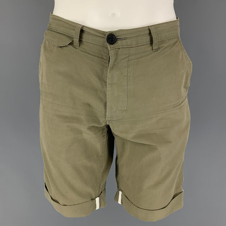 ALBAM Size 32 Olive Cotton Shorts
