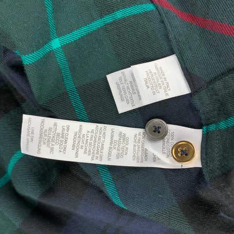PAUL SMITH Size L Navy & Green Plaid Cotton Button Up Long Sleeve Shirt
