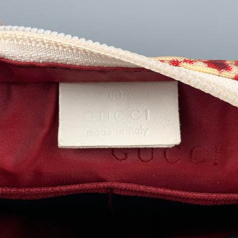 GUCCI by TOM FORD SS 2000 Red Beige Abstract Floral Canvas Toiletry Pouch Bag