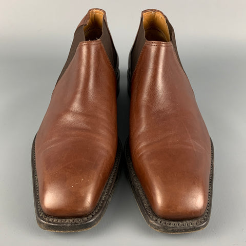 SALVATORE FERRAGAMO Talla 9 Botas sin cordones de cuero marrón