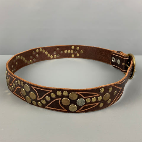 SKIN ON SKINS Size 38 Brown Studded Leather Belt
