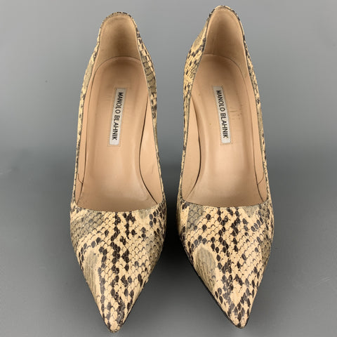 MANOLO BLAHNIK Taille 8 Escarpins en Phython Naturel