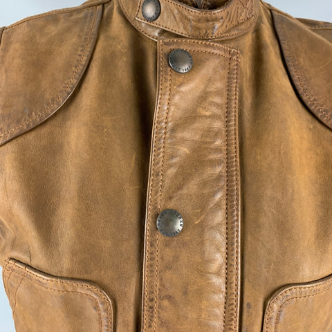 RALPH LAUREN Chaleco de cuero marrón talla M