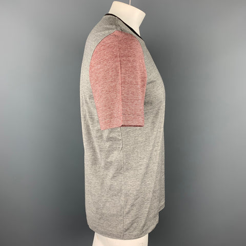 LOUIS VUITTON Size L Gray Color Block Cotton Crew-Neck T-shirt
