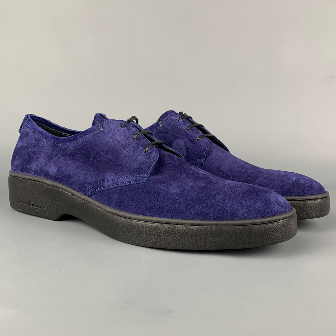SALVATORE FERRAGAMO Size 11 Purple Suede Lace Up Shoes – Sui  display picture 1