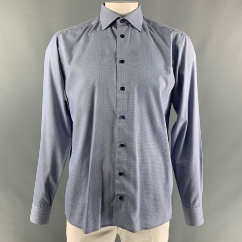ETON Taille XL Chemise à manches longues boutonnée en coton noir et blanc