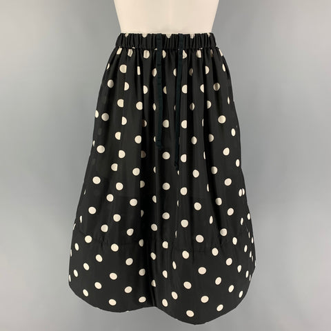 COMME des GARCONS Size S Black White Cotton Polka Dot Pleated Skirt