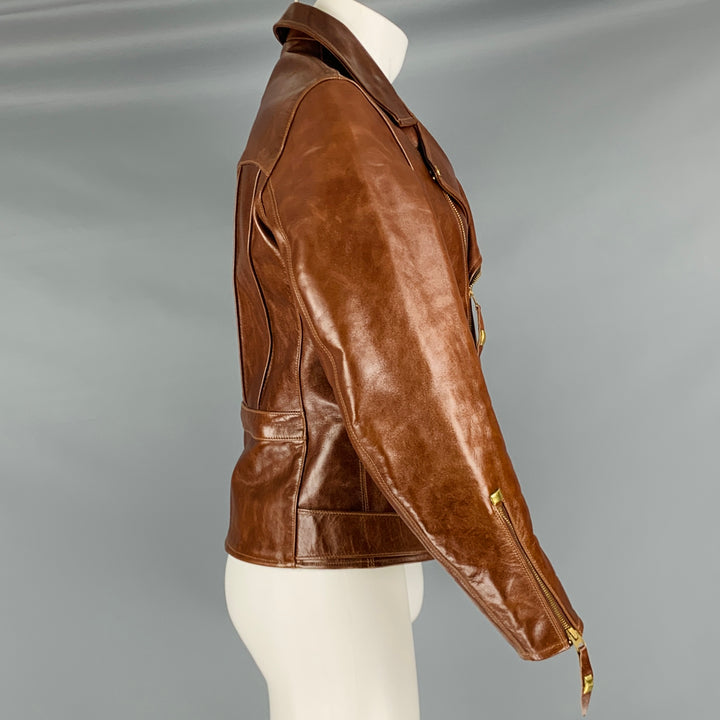 HIMEL BROS Size 40 Avro Brown Leather Motorcycle Jacket