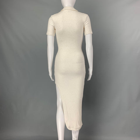 ALIX NYC Size S Oatmeal Viscose Blend Ribbed Short Sleeve Dress