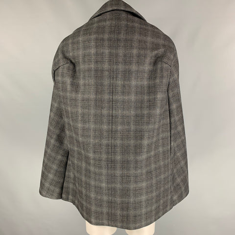 JUNYA WATANABE S Grey Plaid Silk Wool Poncho Jacket