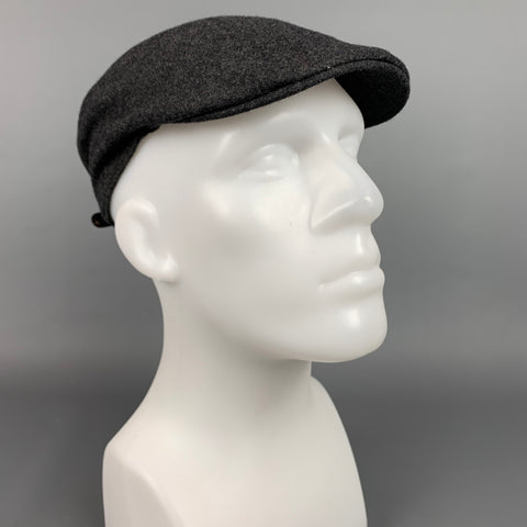 BRUNELLO CUCINELLI Gorro Newsboy de piel y lana color carbón talla M