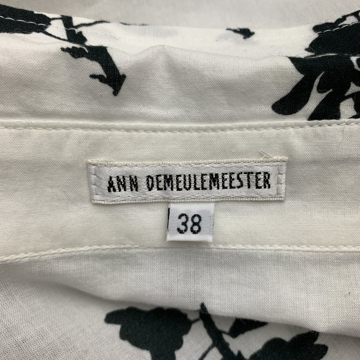 ANN DEMEULEMEESTER Taille 2 Blouse en coton imprimé floral noir et blanc