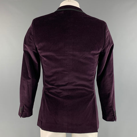 THEORY Size 36 Purple Black Velvet Cotton Elastane Sport Coat